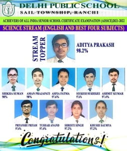 Psychographic Society - Aditya Prakash became DPS Ranchi Science topper by bringing 98.2% Psychographic Society - Aditya Prakash became DPS Ranchi Science topper by bringing 98.2%