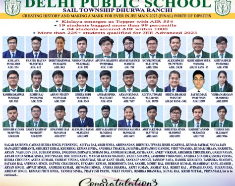 Psychographic Society - 19 students of dps ranchi secures 99 percentile in jee main 2023, Kislay became Topper with AIR 554 19 students of dps ranchi secures 99 percentile in jee main 2023, Kislay became Topper with AIR 554
