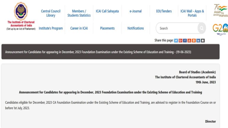 Psychographic Society - CA Foundation 2023: Candidates can apply for ICAI December 2023 exam by July 1 CA Foundation 2023: Candidates can apply for ICAI December 2023 exam by July 1