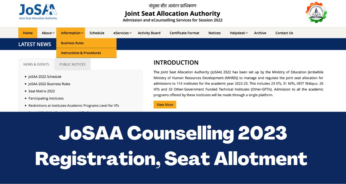 Psychographic Society - JoSAA Counselling 2023: Round 1 registration begins today at josaa.nic.in