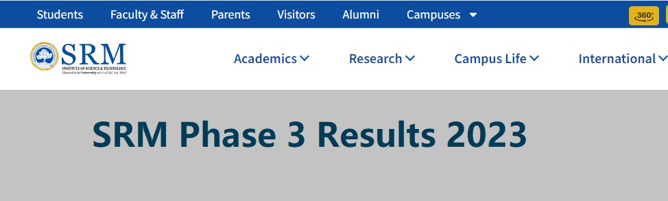 Psychographic Society - SRM Phase 3 Result 2023 Link, Rank List @srmist.edu.in