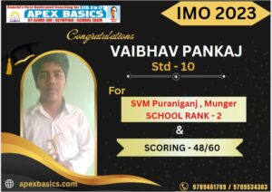 Psychographic Society - Apex Basics Ranchi Students Excel in International Mathematics Olympiad (IMO) Level 1