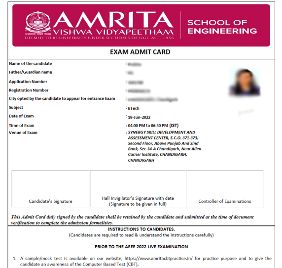 Psychographic Society - AEEE 2024 admit card out at amrita.edu; exam from January 16 AEEE 2024 admit card out at amrita.edu; exam from January 16