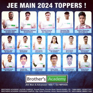 Psychographic Society - Know JEE Main 2024-2025 Topper and Result of Brother's Academy Ranchi – Session 1 and 2 Psychographic Society - Know JEE Main 2024-2025 Topper and Result of Brother's Academy Ranchi – Session 1 and 2