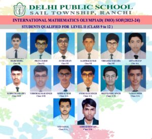 Psychographic Society - SOF द्वारा आयोजित इंटरनेशनल मैथमेटिक्स ओलंपियाड (IMO) 2023-24 लेवल 01 में डीपीएस रांची के छात्रों ने लहराया परचम