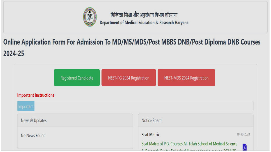 Psychographic Society - Haryana NEET PG Counselling 2024 Registration Open, Apply at hry.online-counselling.co.in Screenshot 2024 10 19 164240
