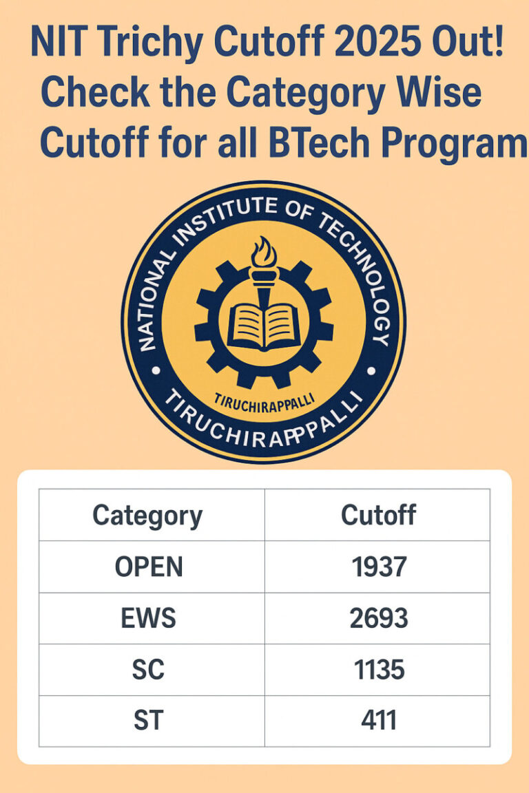 Psychographic Society - NIT Trichy Cutoff 2025 Out! Check the Category Wise Cutoff for all BTech Program NIT Trichy