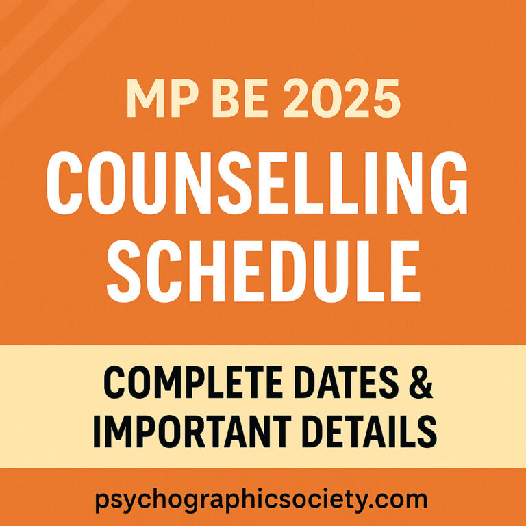 Psychographic Society - Madhya Pradesh BE/BTech Counselling Round 1 Seat Allotment Out! Important Notice for Students. mp counselling