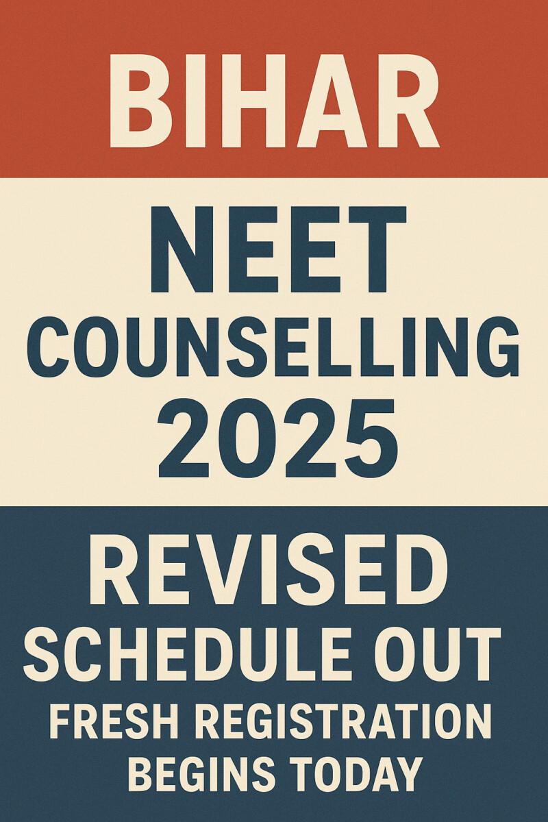 Psychographic Society - Bihar NEET UG Counselling 2025: Revised Schedule Released, Fresh Registration Begins Today Bihar