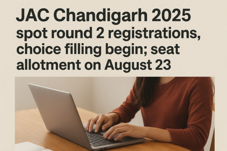 Psychographic Society - JAC Chandigarh 2025 spot round 2 registrations, choice filling begin; seat allotment on August 23 JAC