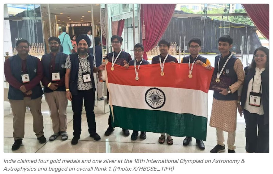 Psychographic Society - India wins 4 gold, 1 silver at International Astronomy Olympiad, ranks 1 India