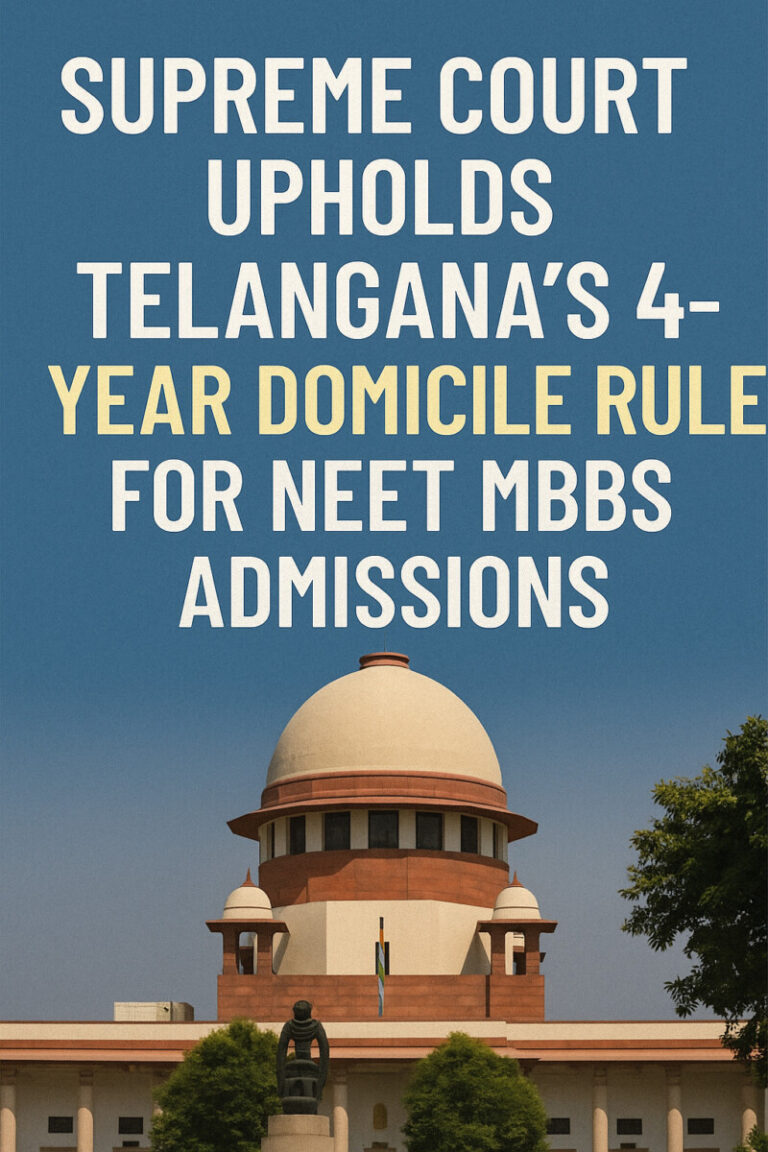 Psychographic Society - Supreme Court Upholds Telangana’s 4-Year Domicile Rule for NEET MBBS Admissions NEET