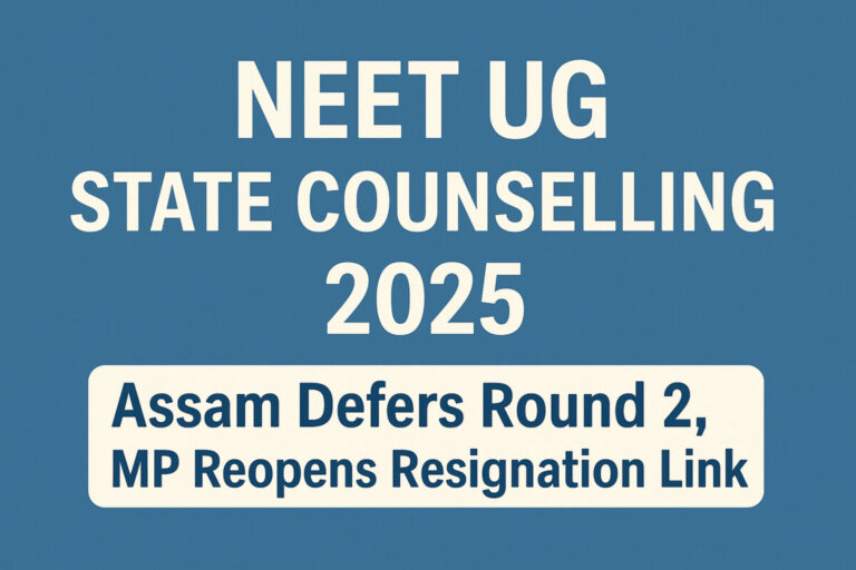 Psychographic Society - NEET UG State Counselling 2025: Assam Defers Round 2, MP Reopens Resignation Link NEET