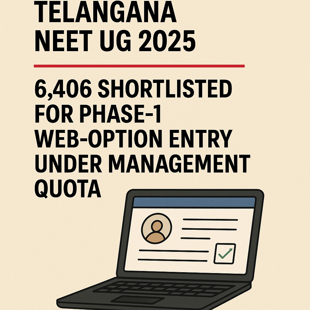 Psychographic Society - Telangana NEET UG 2025: 6,406 Shortlisted for Phase-1 Web-Option Entry under Management Quota Telangana