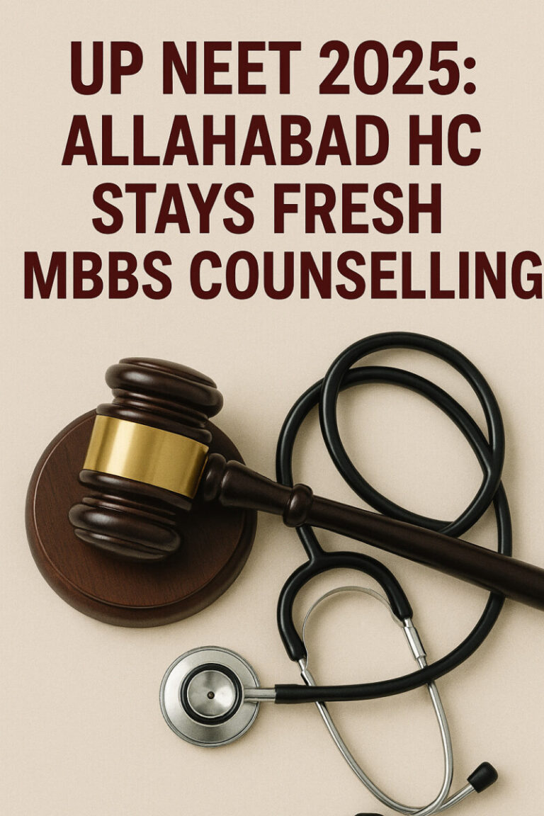 Psychographic Society - UP NEET 2025: Allahabad HC Stays Fresh MBBS Counselling, Directs SC Students Be Adjusted in Vacant Seats UP