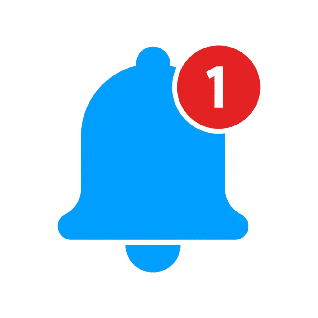 blue notification bell with one notification