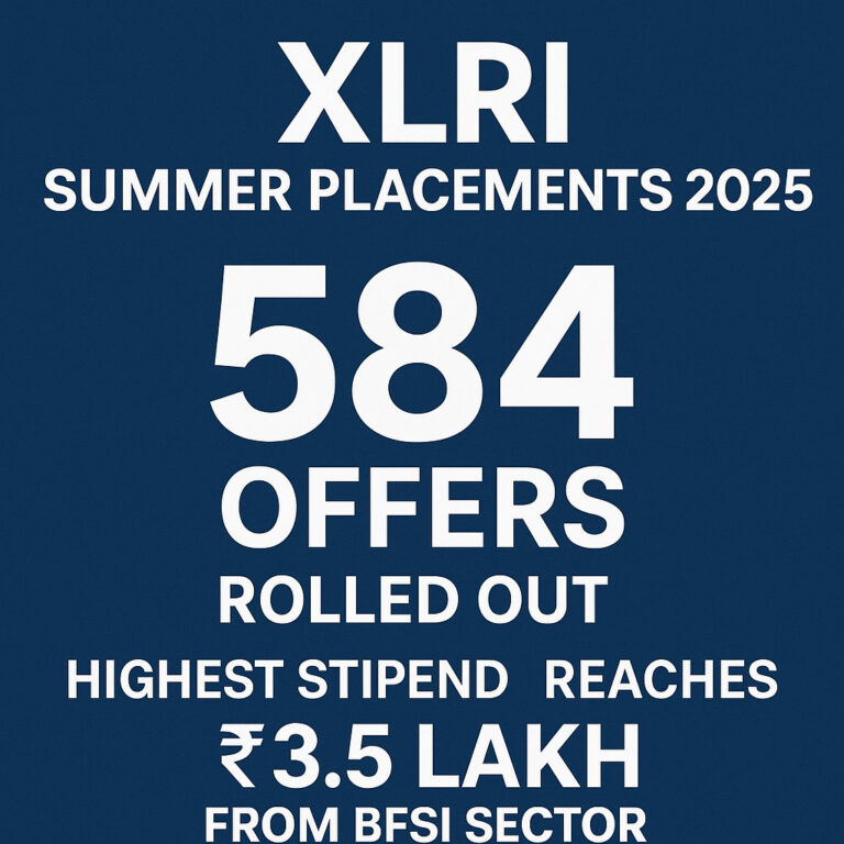 Psychographic Society - XLRI Summer Placements 2025: 584 Offers Rolled Out, Highest Stipend Reaches ₹3.5 Lakh from BFSI Sector XLRI