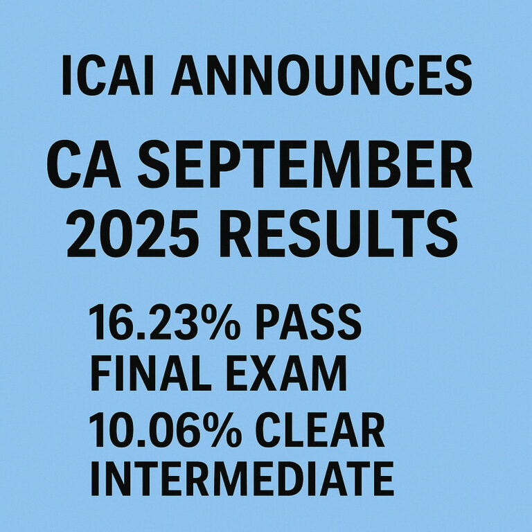 Psychographic Society - ICAI Announces CA September 2025 Results: 16.23% Pass Final Exam, 10.06% Clear Intermediate ICAI