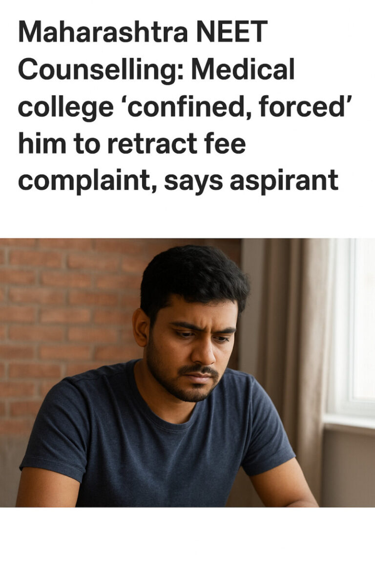 Psychographic Society - Maharashtra NEET Counselling: Medical College ‘Confined, Forced’ Him to Retract Fee Complaint, Says Aspirant Maharashtra
