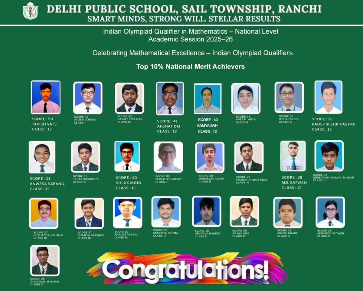 Psychographic Society - DPS Ranchi Students Shine in IOQM 2025, Secure Top National and Regional Ranks DPS IOQM