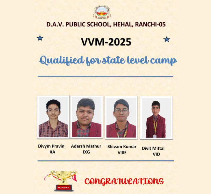 Psychographic Society - DAV Public School, Hehal Students Qualify for VVM 2025 State-Level Camp DAV