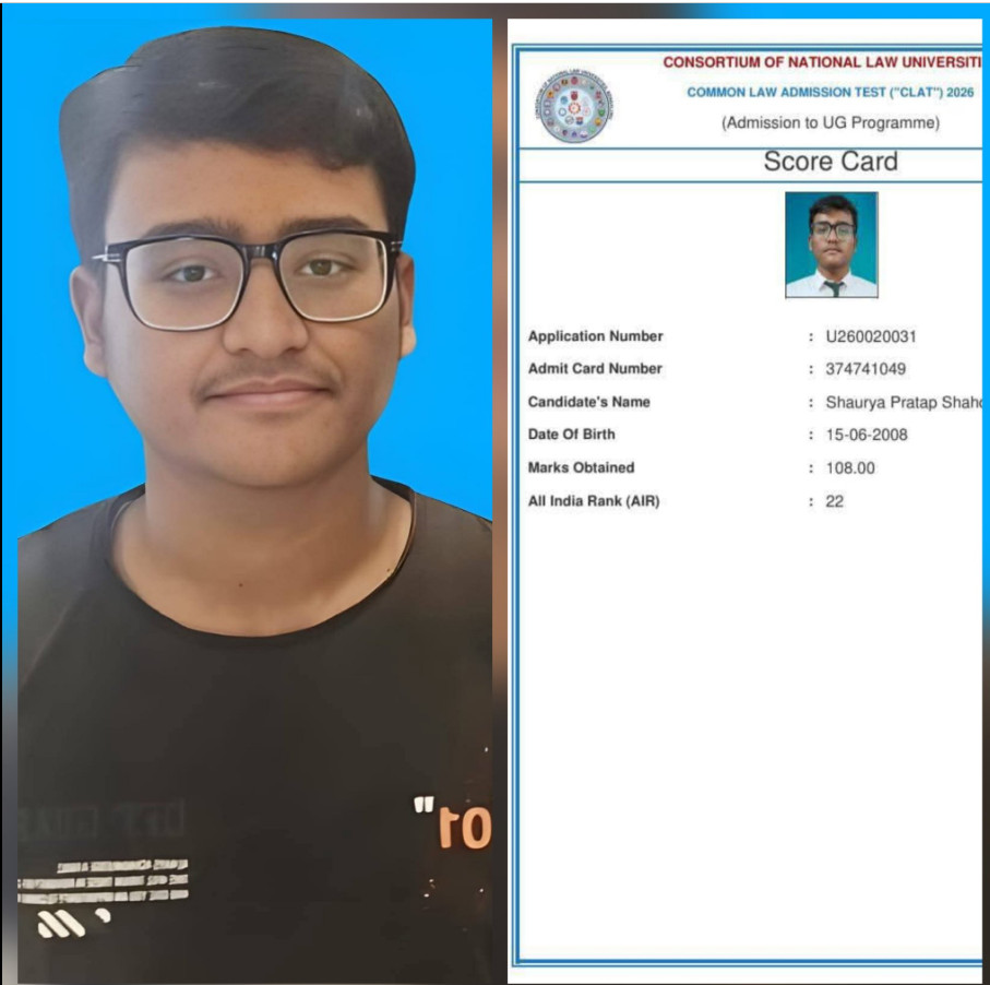 Psychographic Society - CLAT UG 2026: DPS Ranchi’s Shaurya Shahdev Becomes Jharkhand State Topper, Secures AIR 22 CLAT