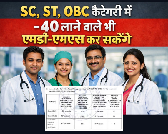 Psychographic Society - NEET PG : SC, ST, OBC कैटेगरी में -40 लाने वाले भी एमडी-एमएस कर सकेंगे NEET