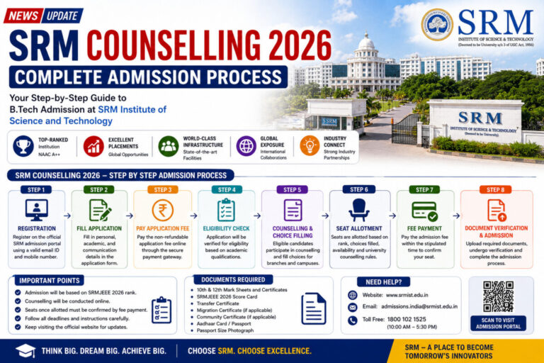 Psychographic Society - SRM Counselling 2026: Complete Admission Process, Important Dates, Choice Filling, Fees and SRMJEEE Details SRM